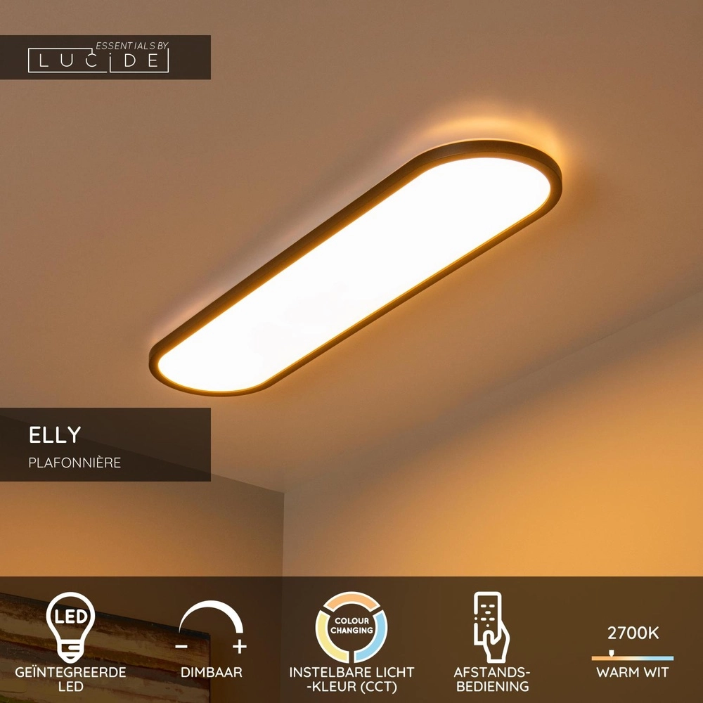 Oval ceiling light Elly black 36W Lucide 5411212071828