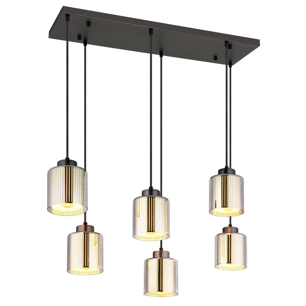 Design pendant lamp Felicia Gunmetal 6-lights