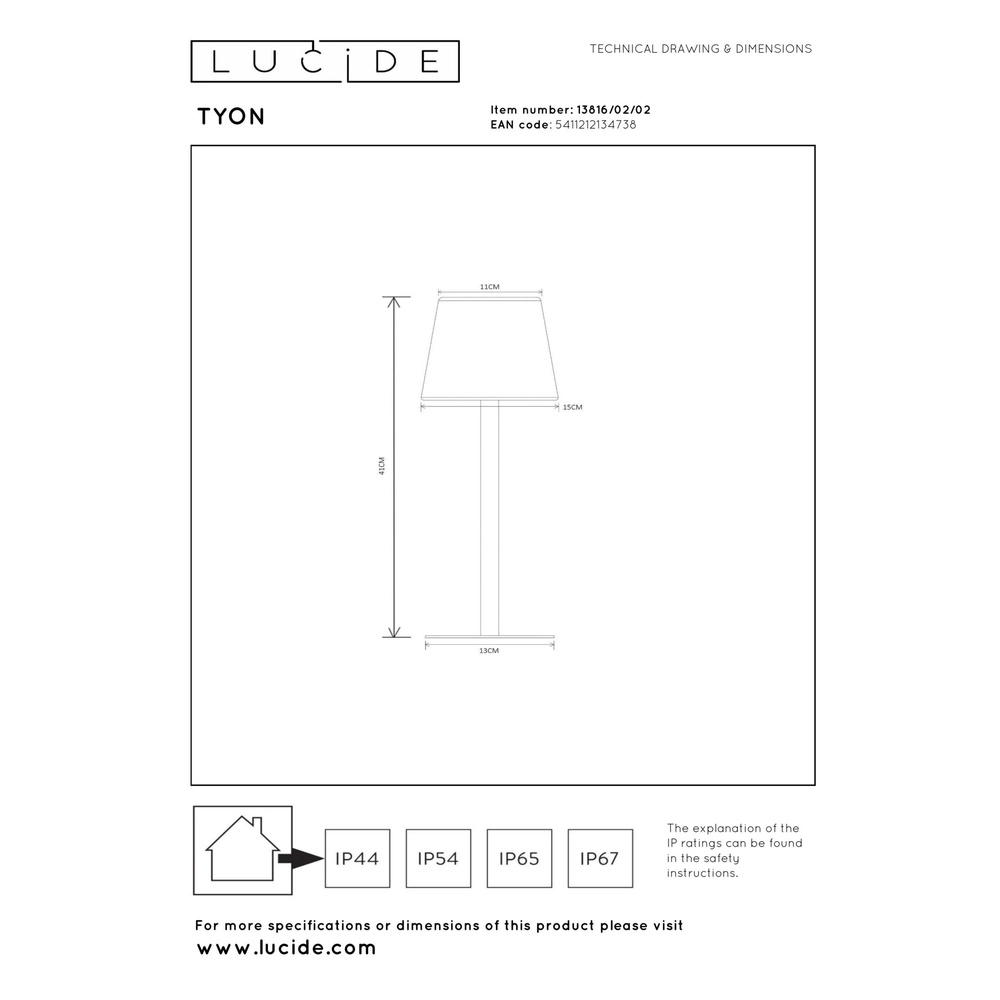 Rechargeable table lamp Tyon Gold Lucide 5411212134738