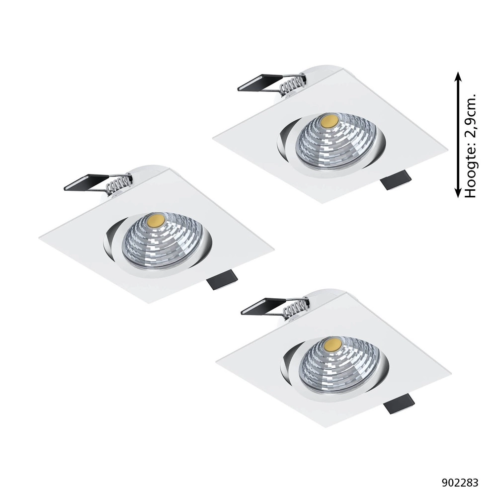 Set of 3 recessed spotlights Saliceto square white Eglo 9008606358830