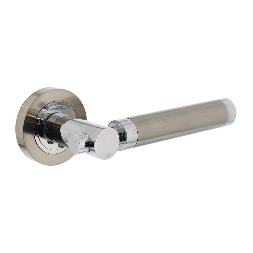 Classic door handle Birgit on rosette chrome