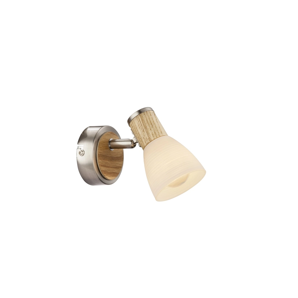 Wall lamp Gylfi nickel with wood