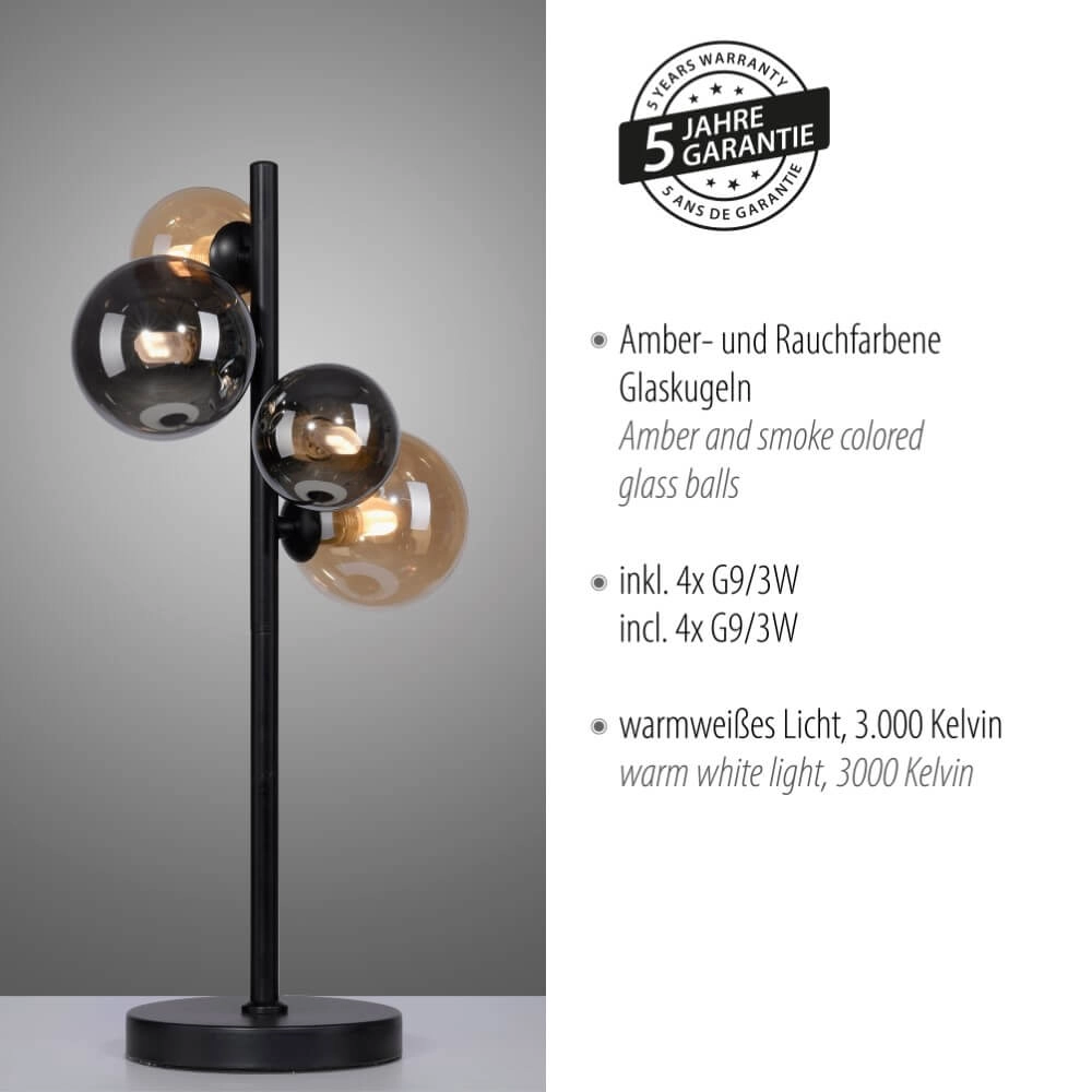 Black table lamp Popsicle design Paul Neuhaus 4012248375525