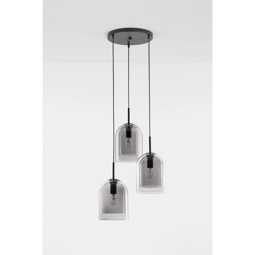 Pendant lamp Velor 3-light black round Lyora 5212017431189
