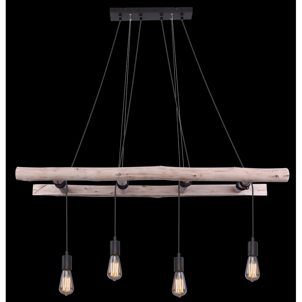 4-light pendant lamp Irmgard wood 190cm Globo 9007371398577