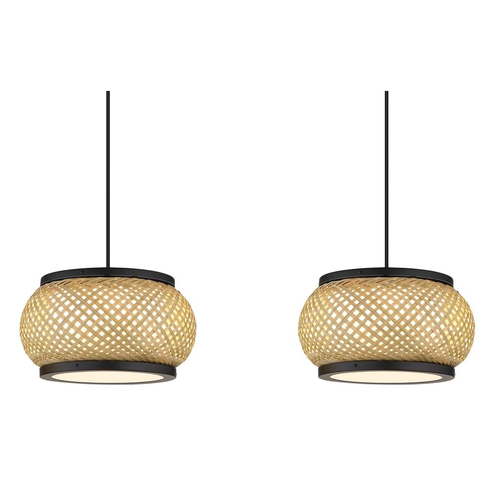 Pendant lamp Bambora 3-light with bamboo Globo 9007371566860