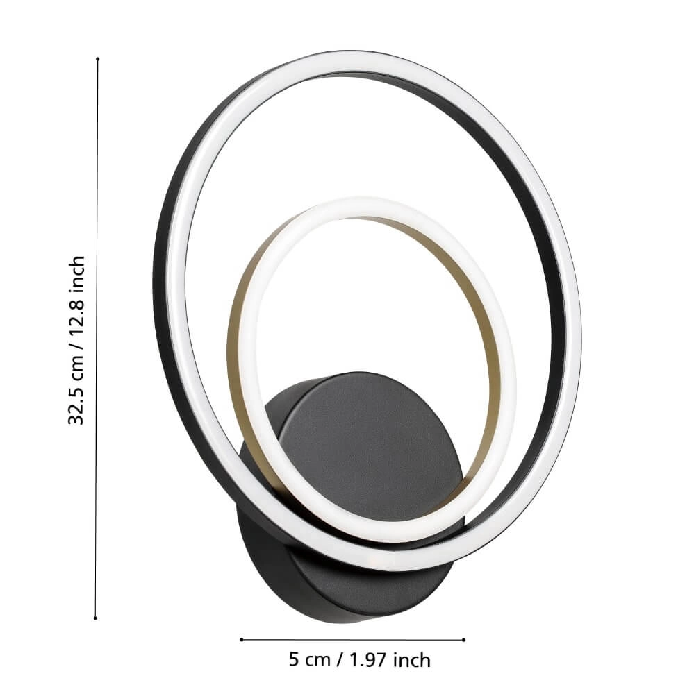Wall lamp with rings Lanacera black with gold Stars of Light 9008606221424