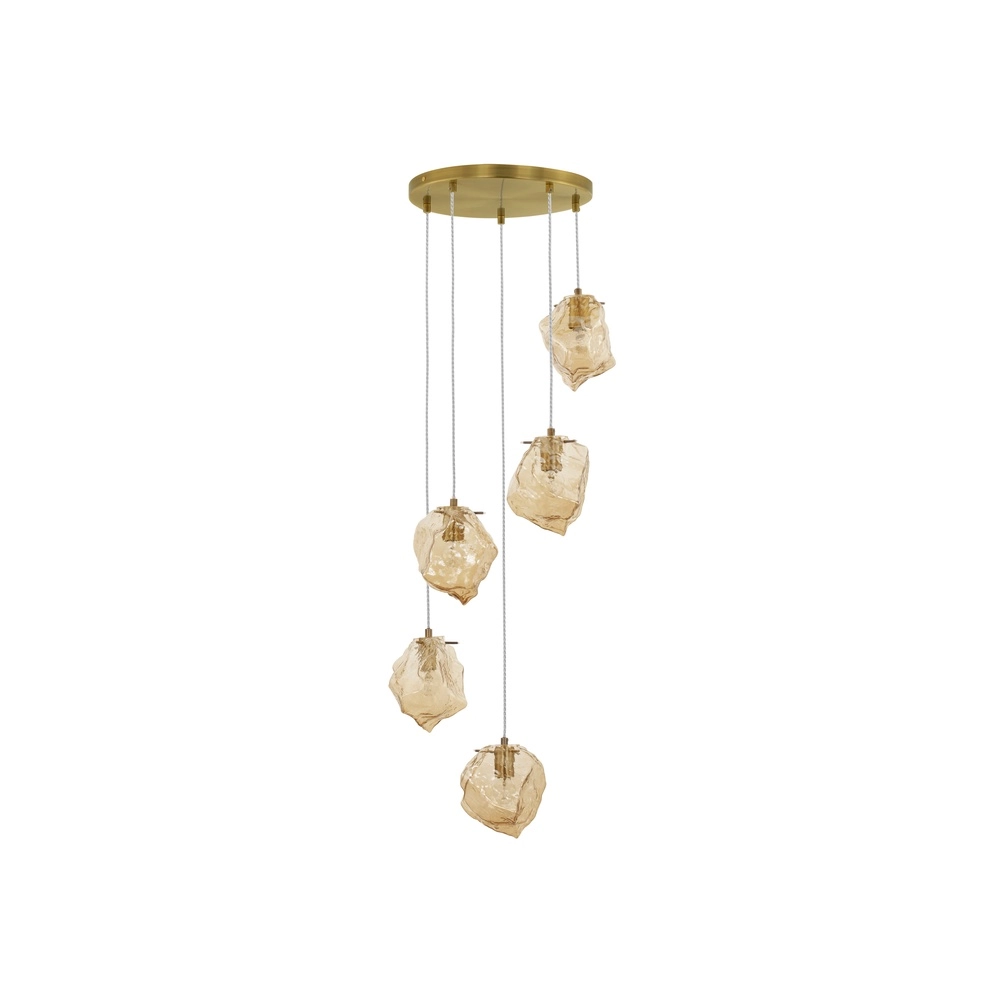 Pendant lamp Odelle 5-light gold with amber glass Lyora 5212017434401