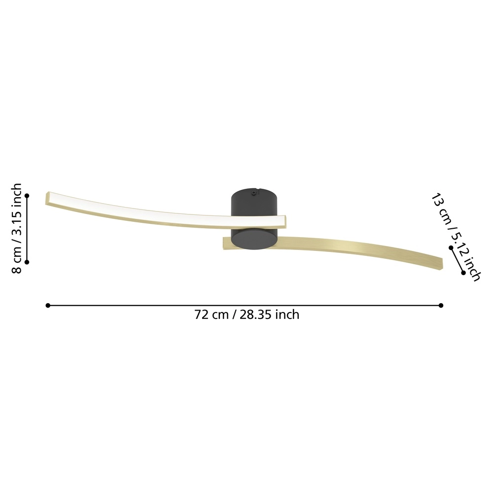 Slim led ceiling light Aieta 72cm - gold with black Eglo 9008606316106