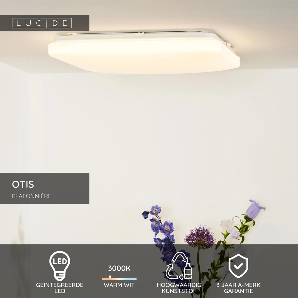 Square ceiling light Otis 43cm white Lucide 5411212791368