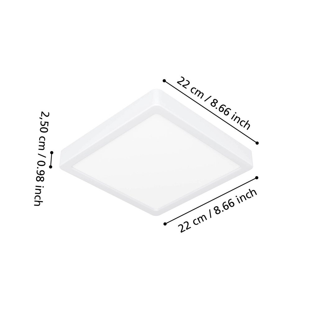 Ceiling light IP44 Fueva 6 Square - White - 22x22cm Eglo 9008606330409