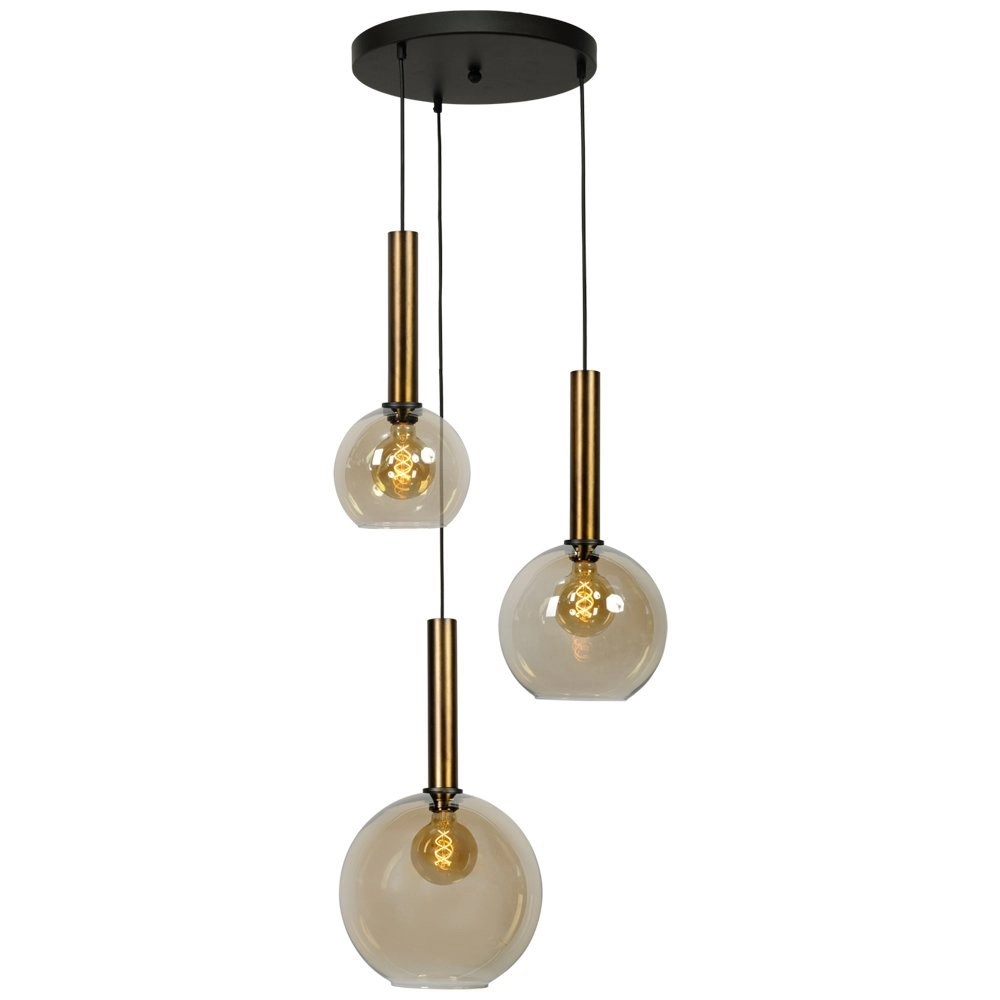 Black hanging lamp Bella 3-light with gold