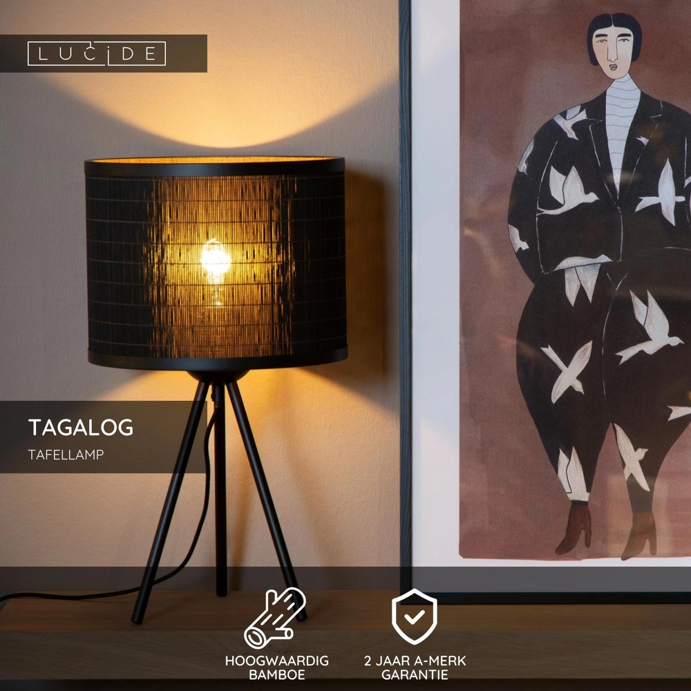 Table lamp Tagalog Ø 26cm black Lucide 5411212211644