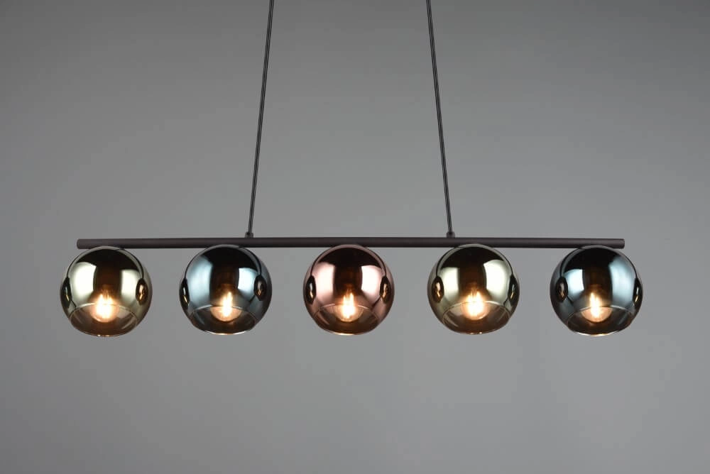 Design hanging lamp Sheldon black with smoke glass Trio 4017807585254