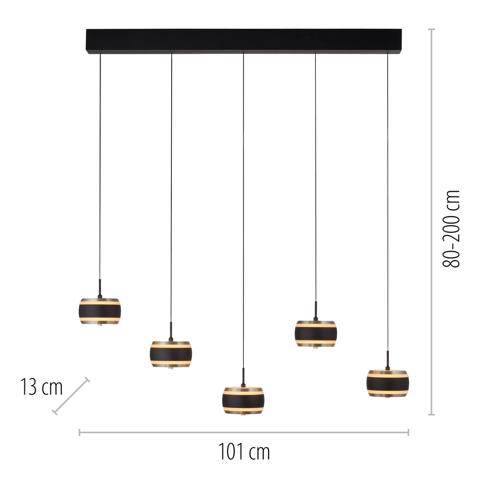 5L dining table pendant lamp Pure Falling Rings black pearl Paul Neuhaus 4012248396575