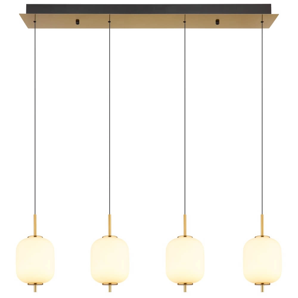 Golden pendant lamp Ewald 4-light white glass Globo 9007371449583