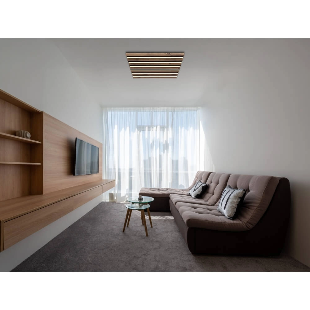 Ceiling lamp Hayden black with wood square 45cm Globo 9007371510641
