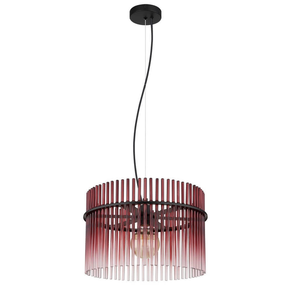 Black pendant lamp Gorley with red glass Ø 40cm Globo 9007371462964