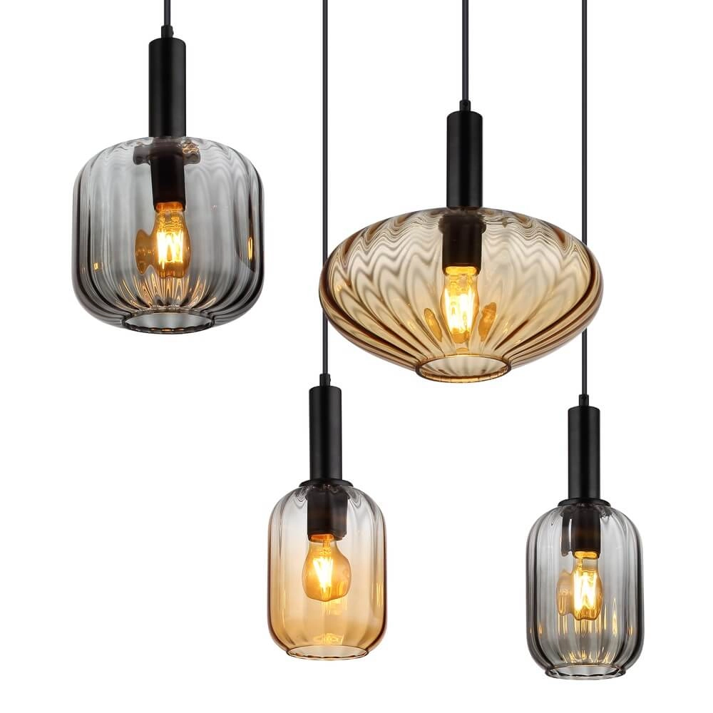 Pendant lamp Valletta with coloured glass 6-lights Globo 9007371458868