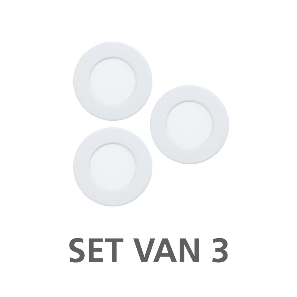 3x Recessed spotlight Fueva 6 round - white - Ø 8,8cm Eglo 9008606330744