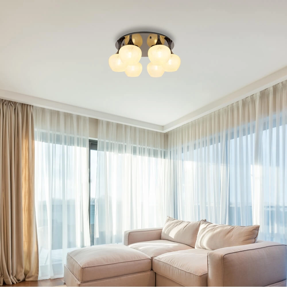 Anthracite ceiling lamp Maxy with white glass 6-lights Ø 65cm Globo 9007371450183