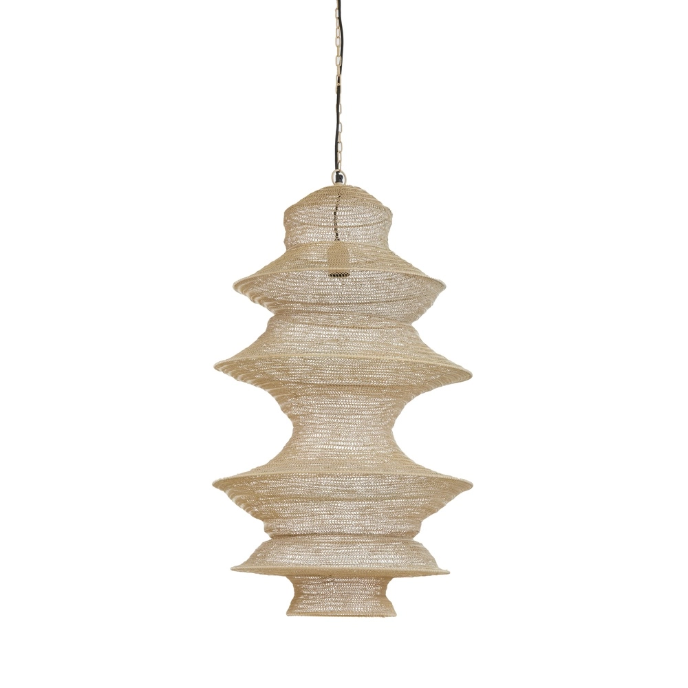 Metal net pendant lamp Nakisha Ø 48cm - sand