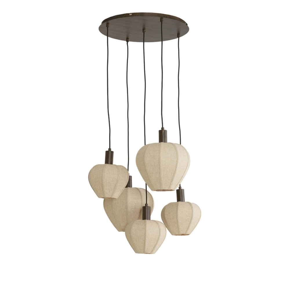Japandi pendant lamp Huxi 5-light
