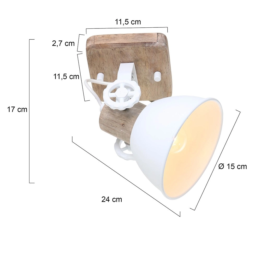 Retro wall lamp Gearwood white with wood brown Steinhauer 8712746122725