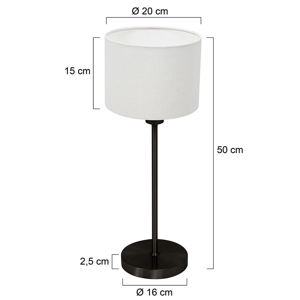 Black table lamp Noor with white cap Steinhauer 8712746182194