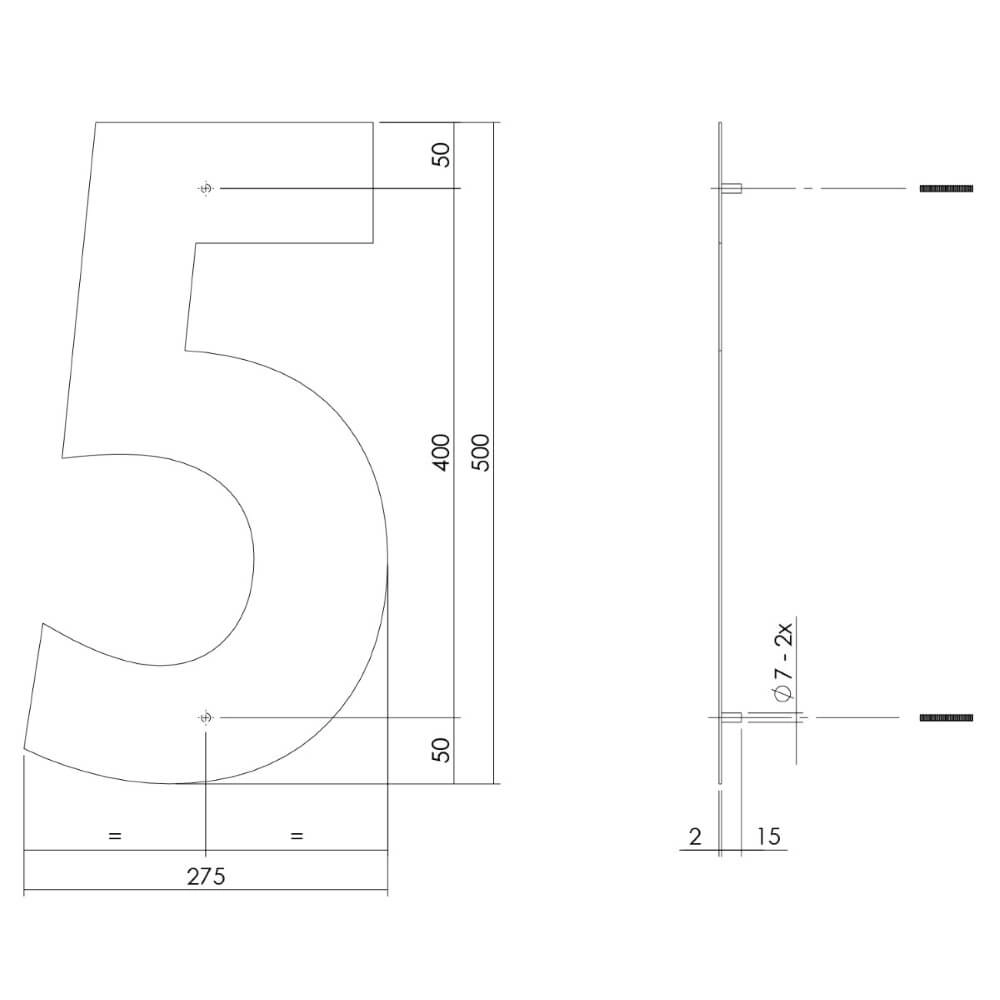 House number 5 XXL Numbra 50cm black Intersteel 8714186503423