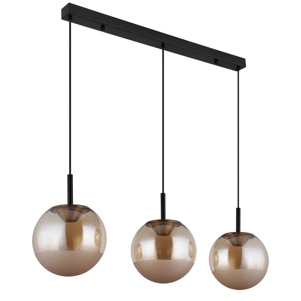 Design pendant lamp Severin 3-light black with amber glass Globo 9007371549931