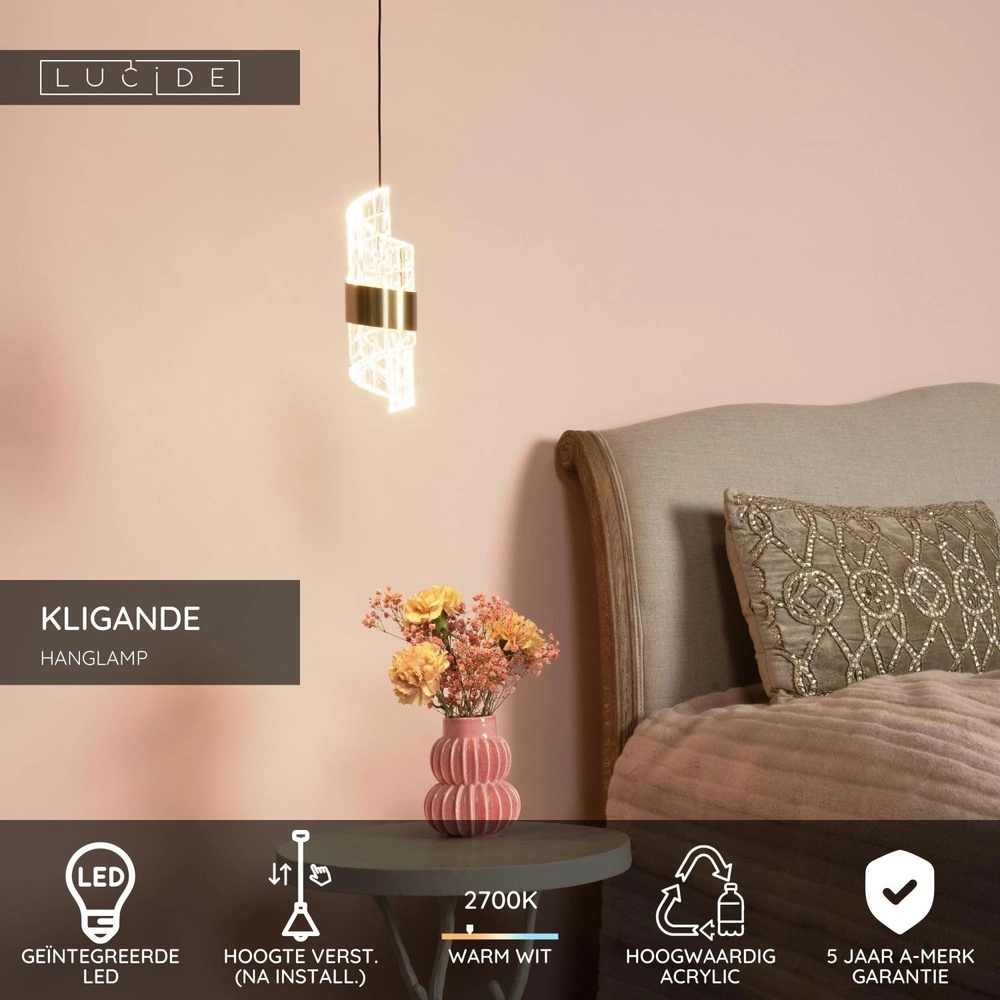 Design pendant lamp Kligande gold Ø 13cm Lucide 5411212134585
