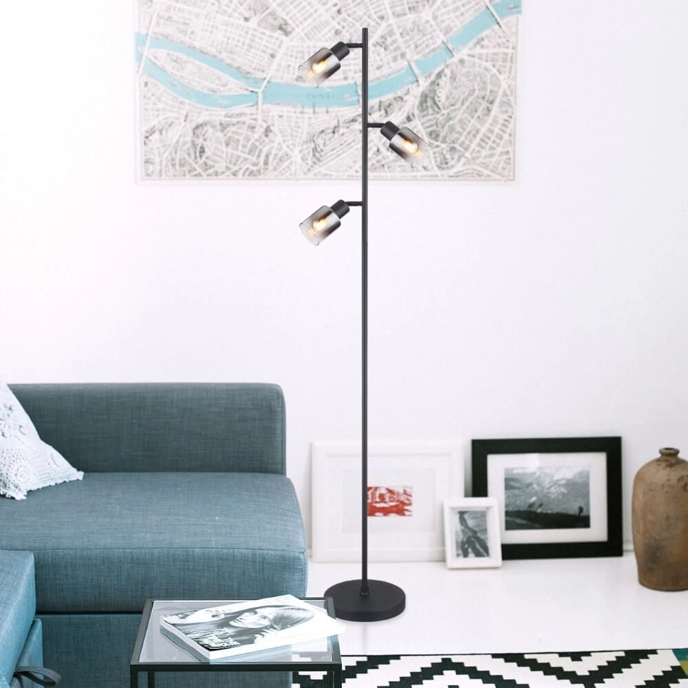 Floor lamp Hubertus with smoke glass Globo 9007371458011