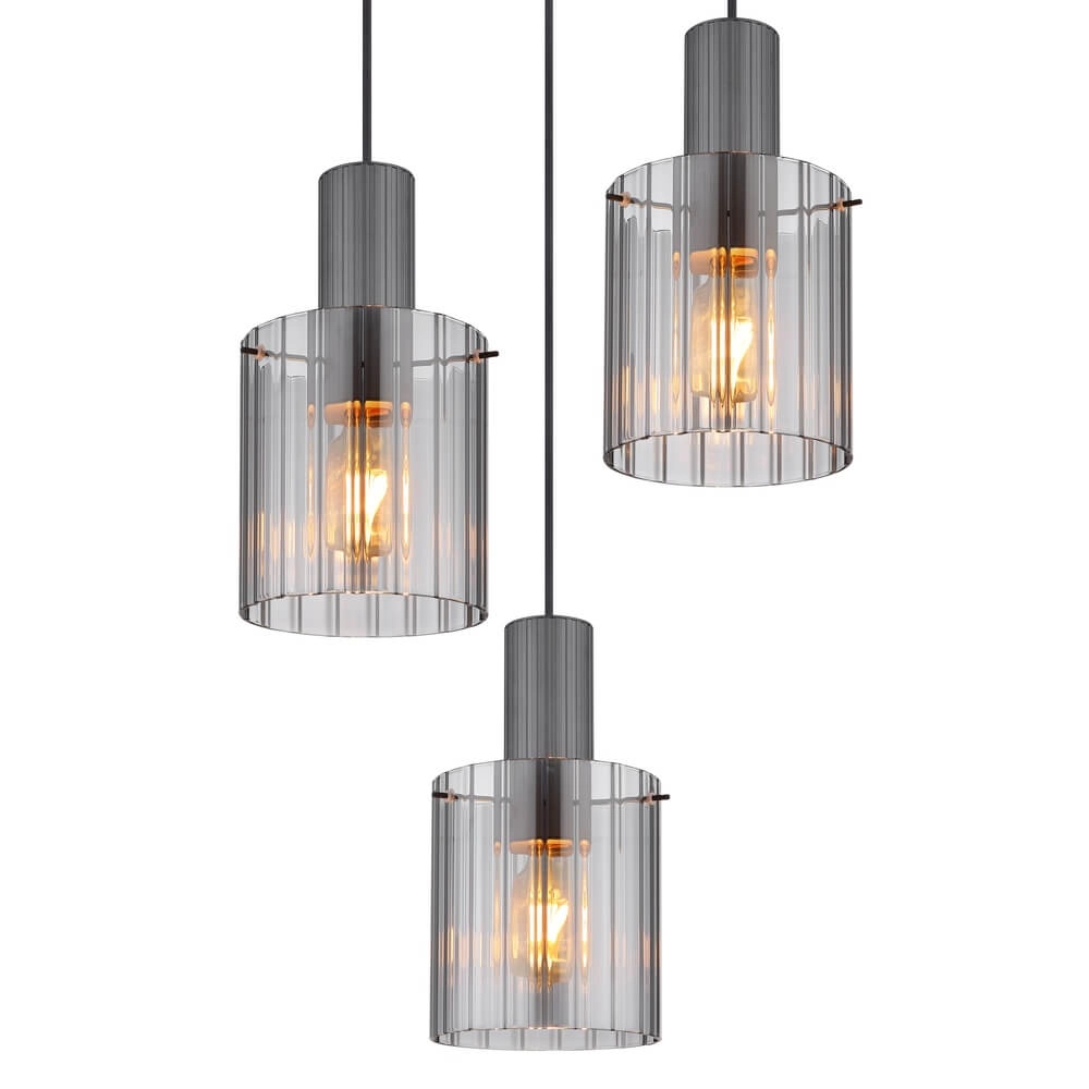 Pendant lamp Tulivar Design Smoke glass 3-lights Globo 9007371447664