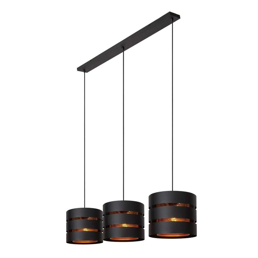 Pendant lamp Rosas 3-light black with gold Lucide 5411212211828