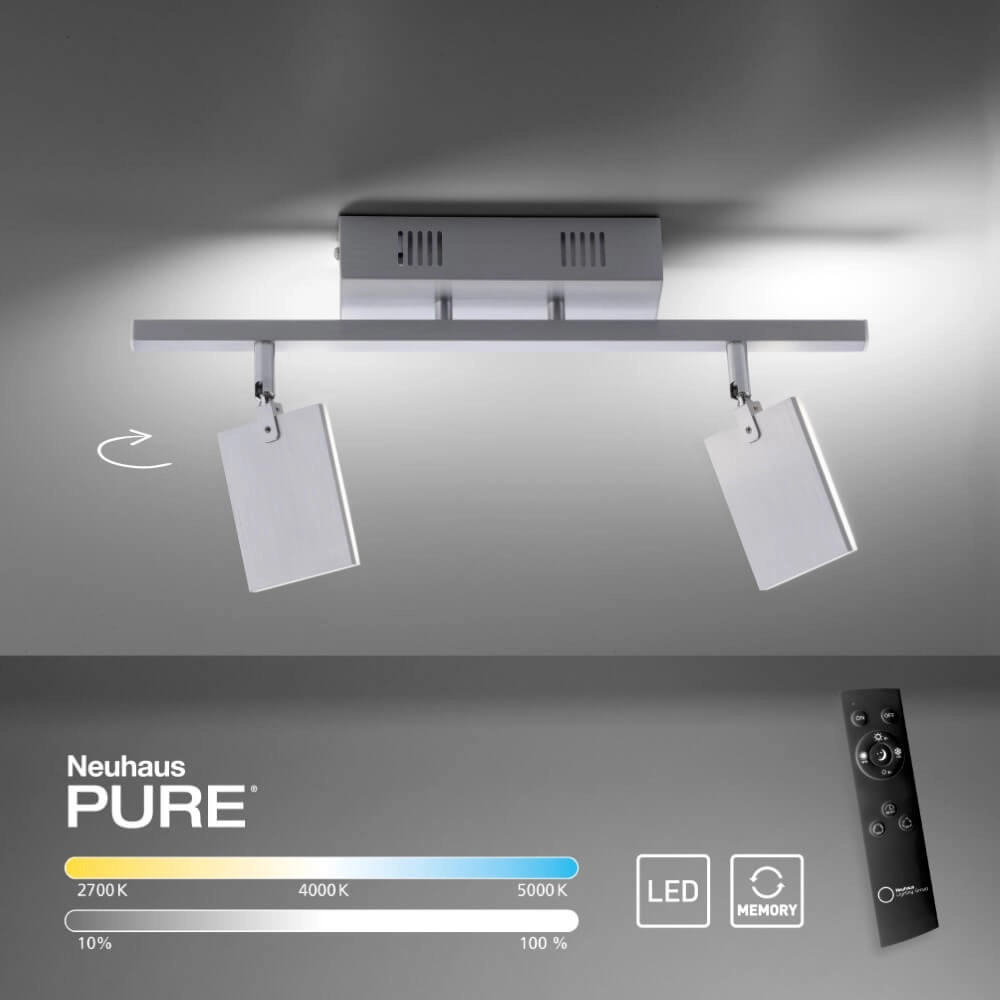 Ceiling lamp Pure Mira 2-light aluminum Paul Neuhaus 4012248358863