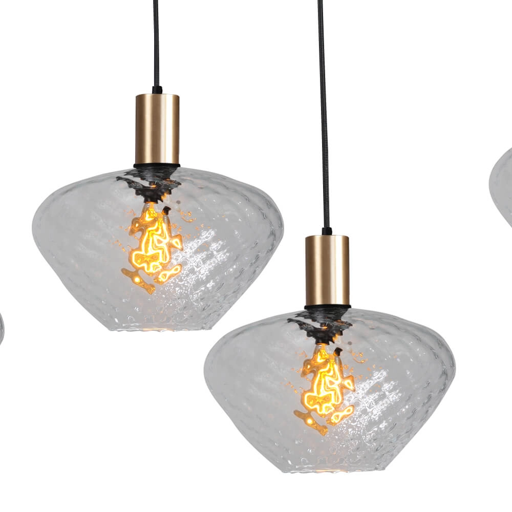 6-light hanging lamp - gold - Porto with Blossom clear lenses Masterlight 8718121270500