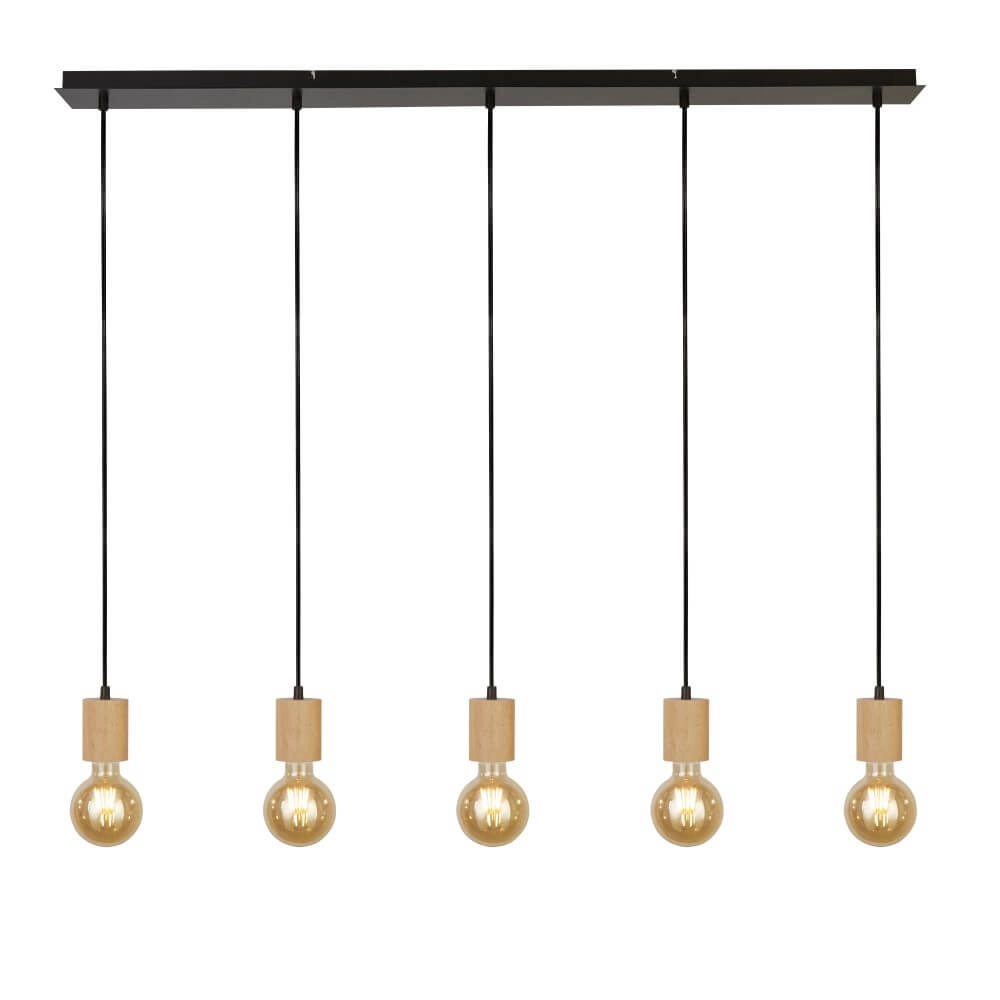 Wooden ceiling lamp Spinny 5-light