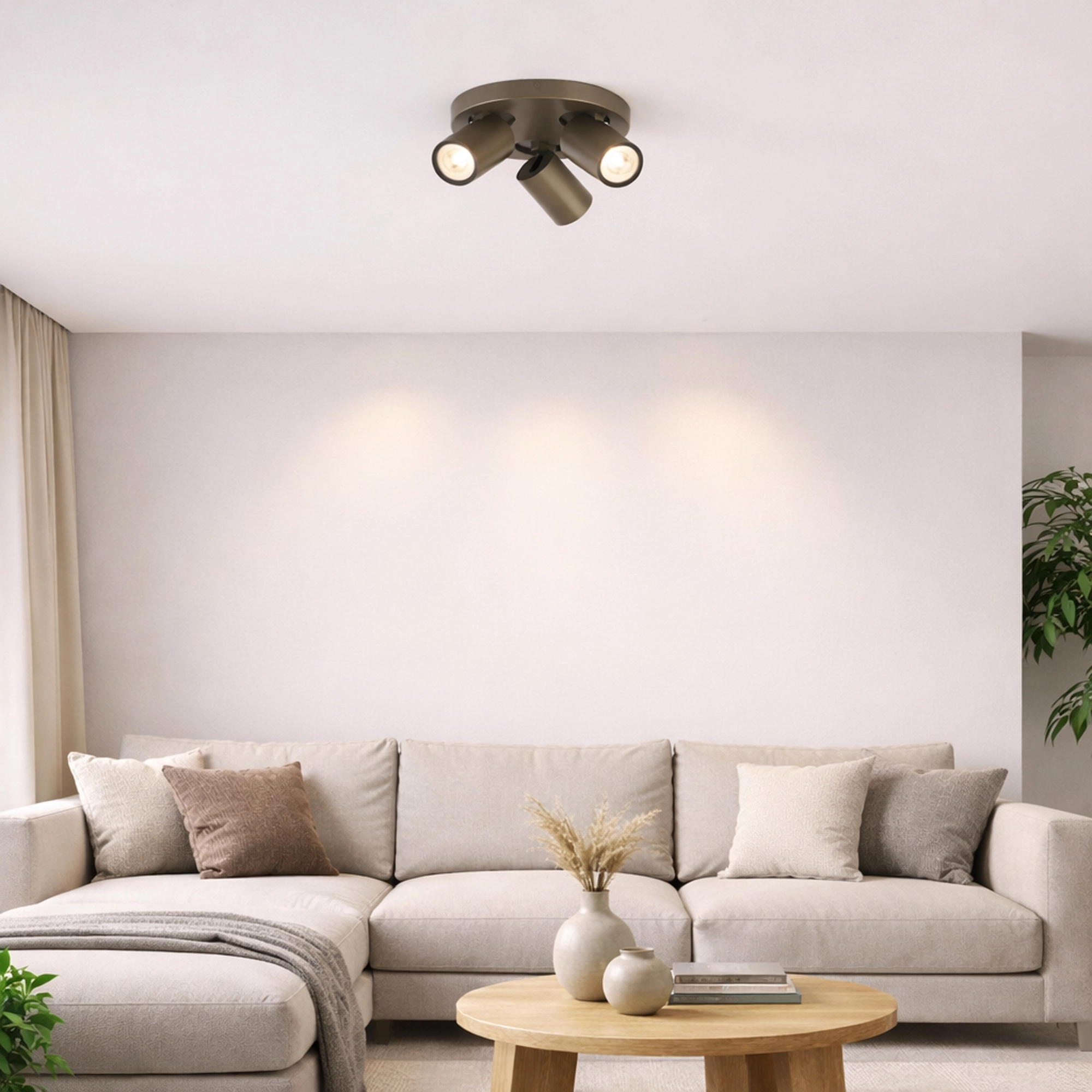 Ceiling lamp Selene 3 round bronze Lyora 5053423314464