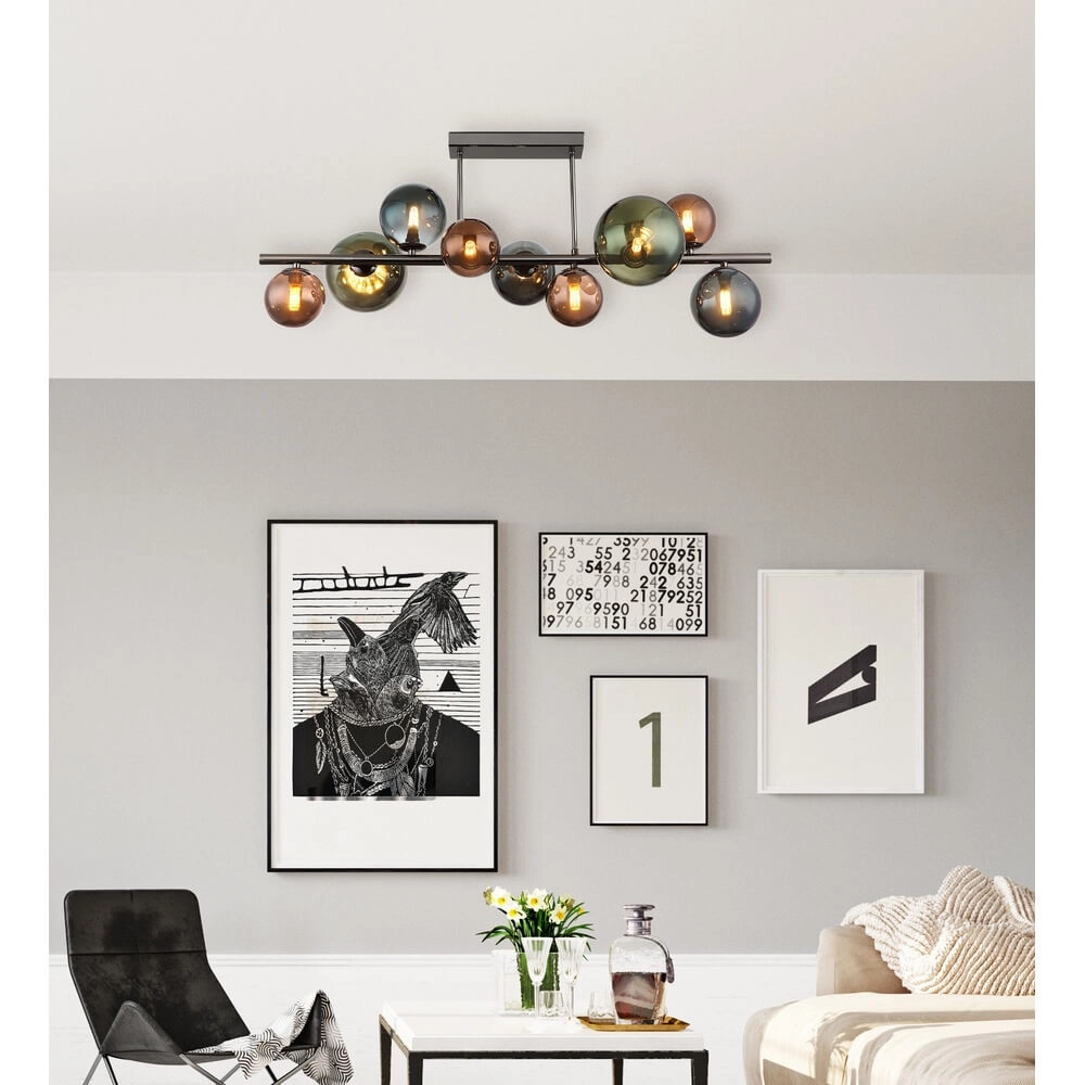Black ceiling lamp Riha Coloured glass 9-lights Globo 9007371453115