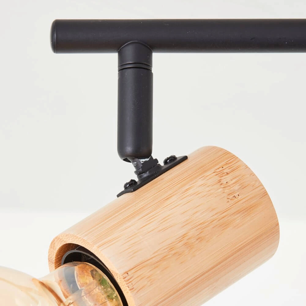 Ceiling light Kerry 3-light black with wood Brilliant 4004353409035