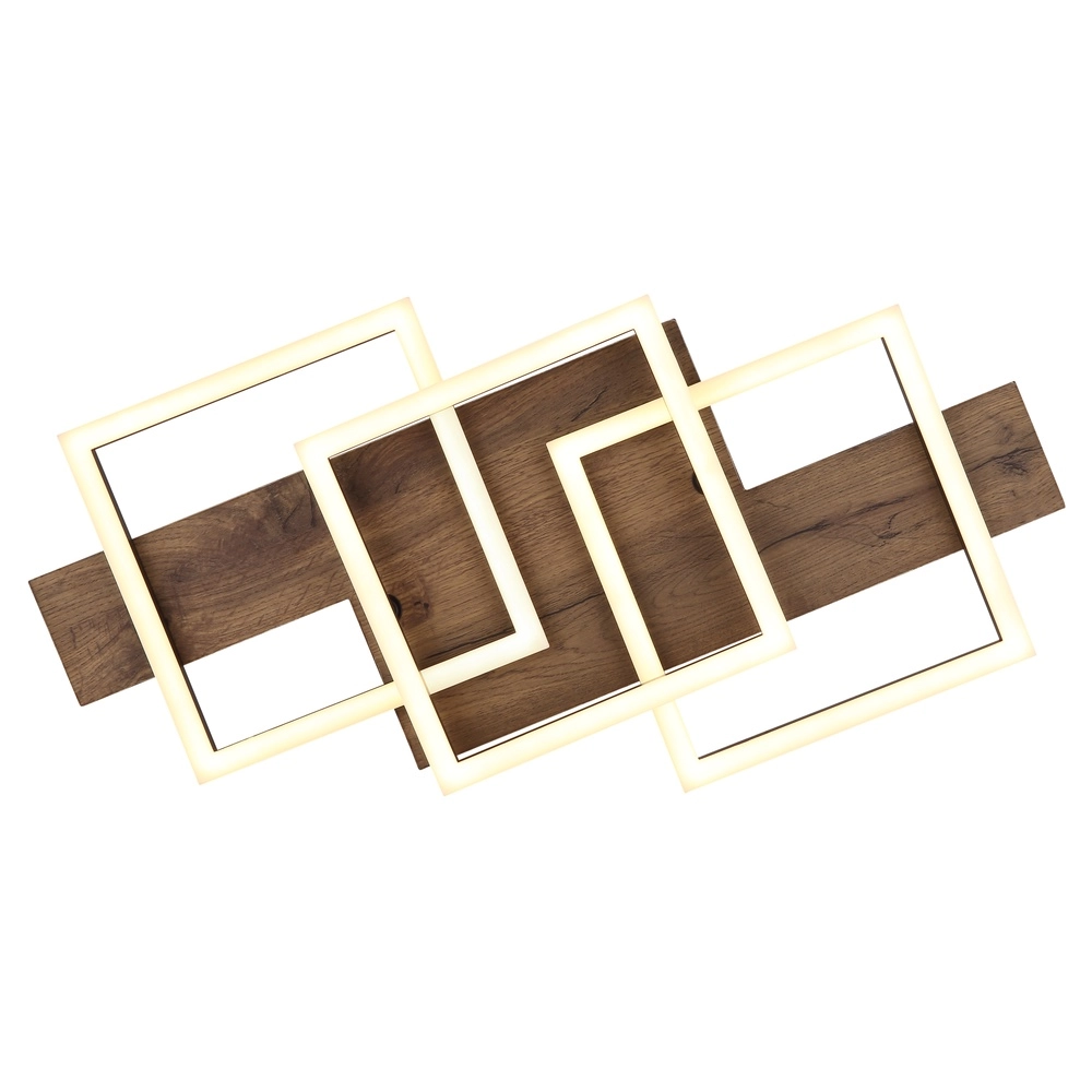 Design ceiling lamp Jeffry black with wood 58cm Globo 9007371510597