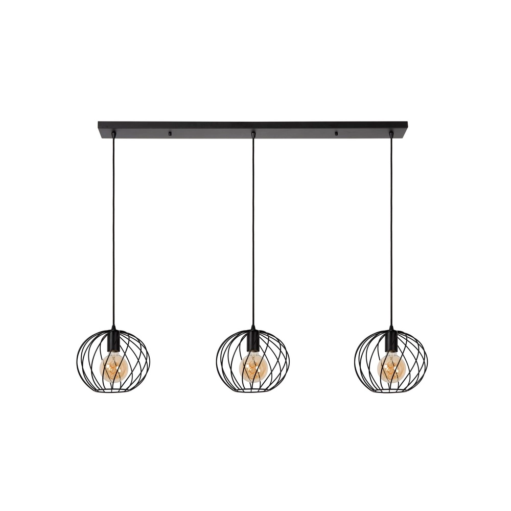 3-light pendant lamp Danza Black