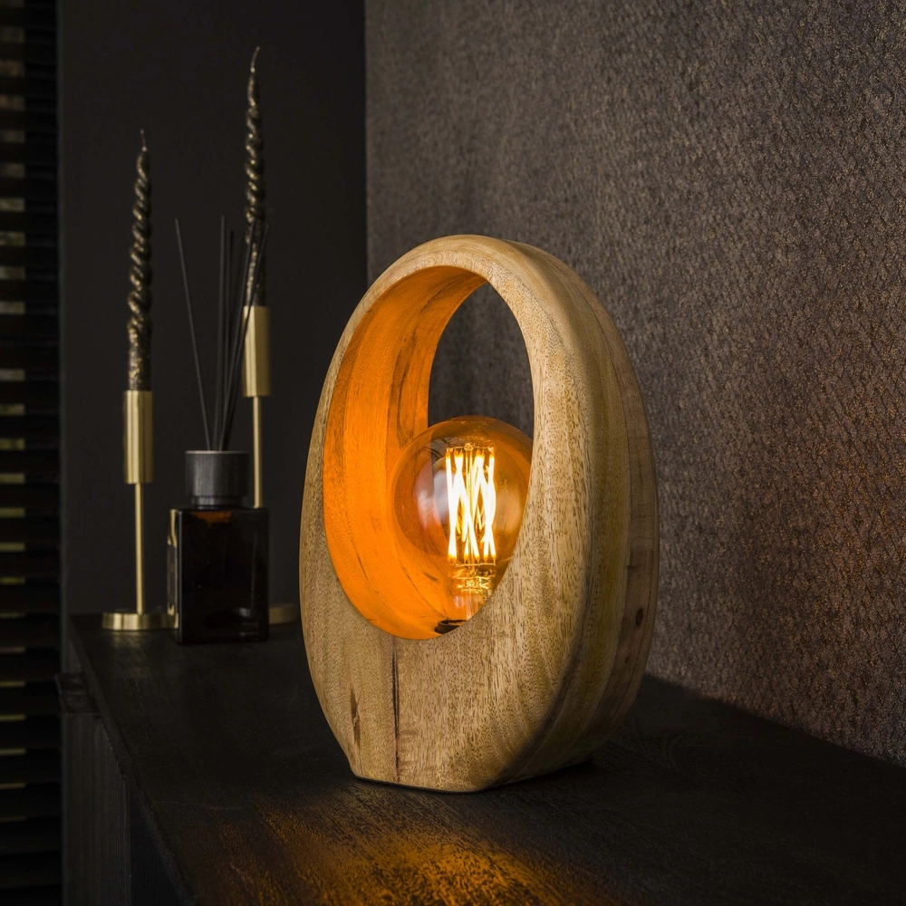 Mango Wood Table Lamp Arch 1x E27 - 30cm