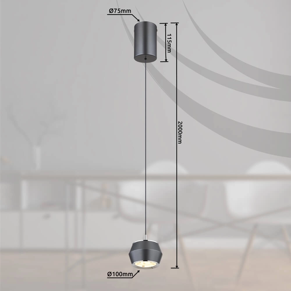 Pendant lamp Marthy 4-light grey Globo 9007371449118