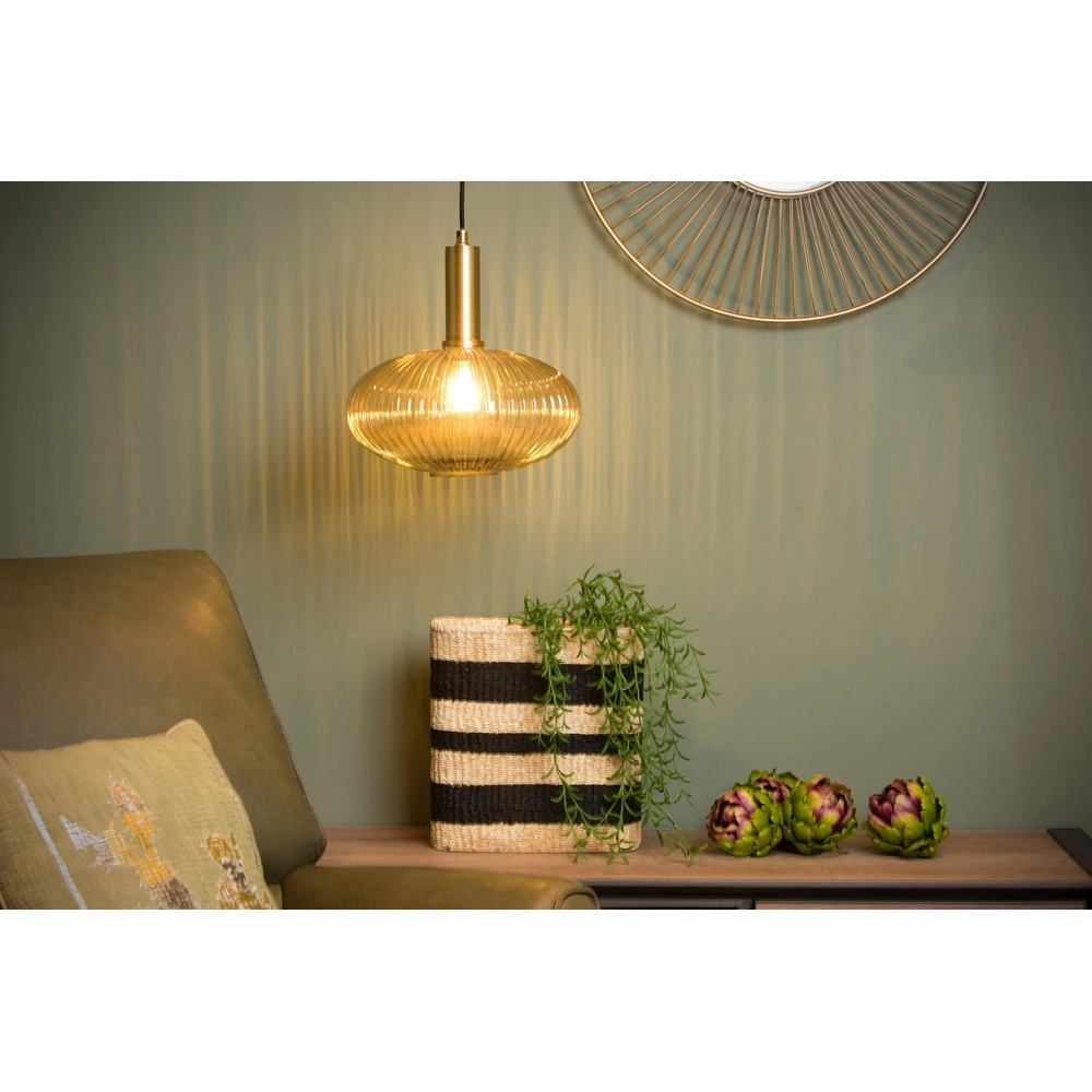Pendant lamp Maloto Ø 30cm amber Lucide 5411212451200