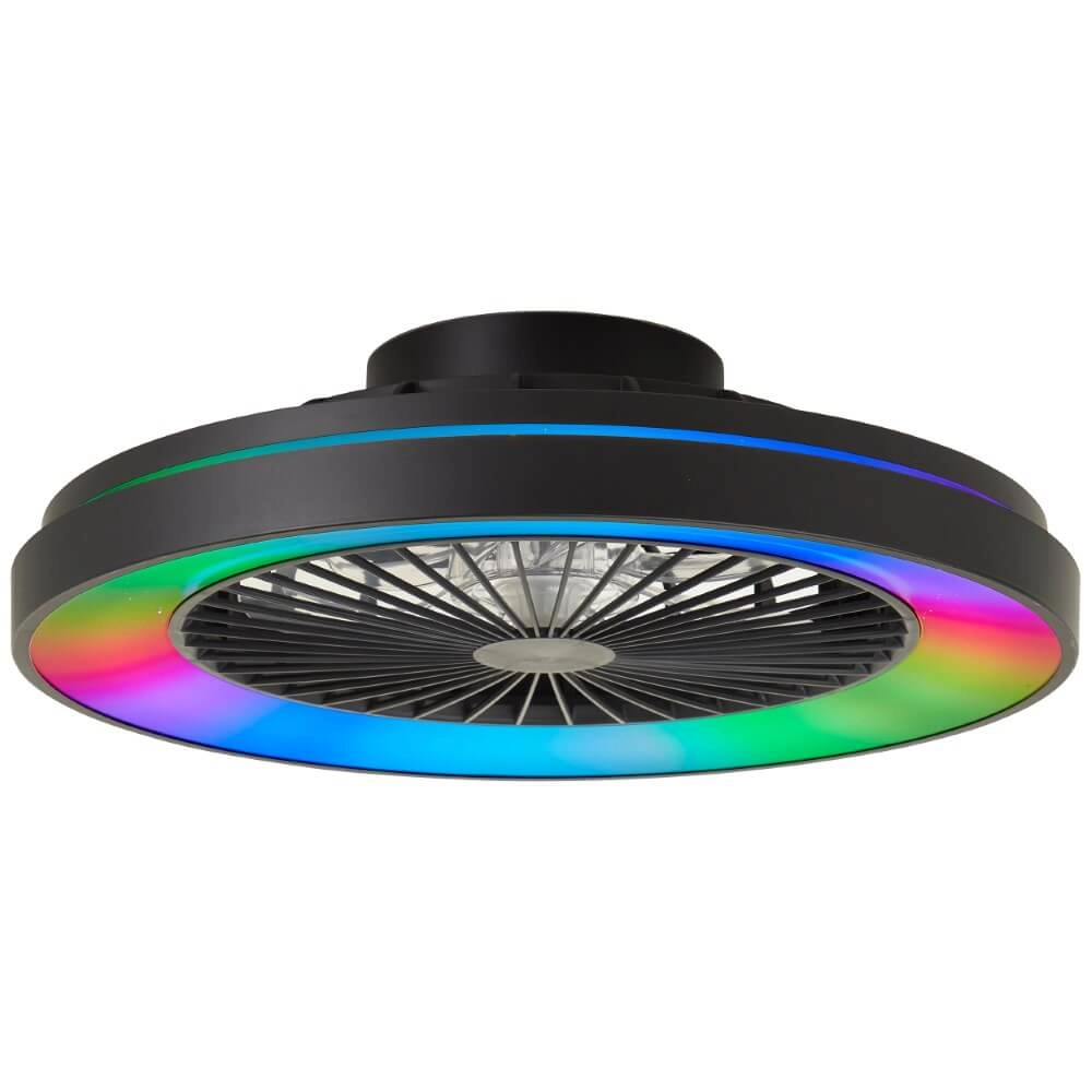 Black ceiling fan Mazzaro with RGB lamp - 48cm
