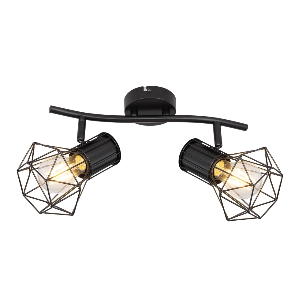 Ceiling lamp Priska 2-light black Globo 9007371400171