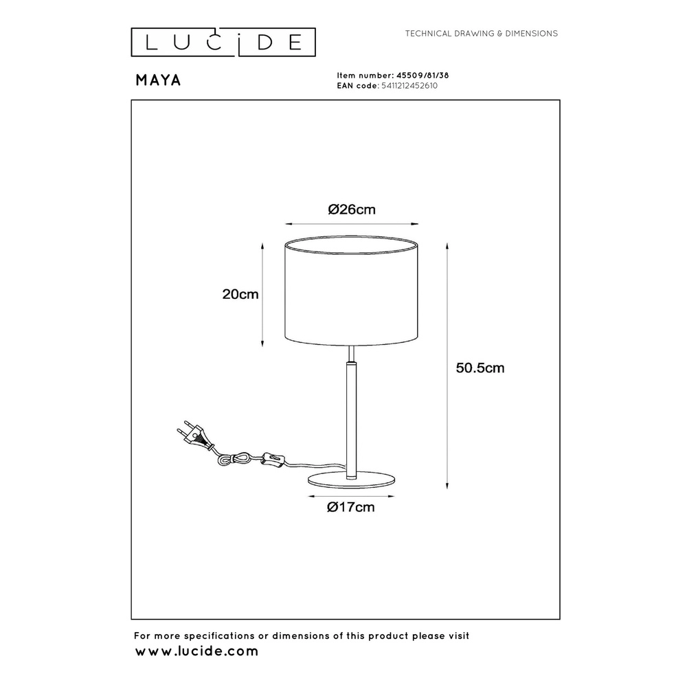 Table lamp Maya cream Lucide 5411212452610