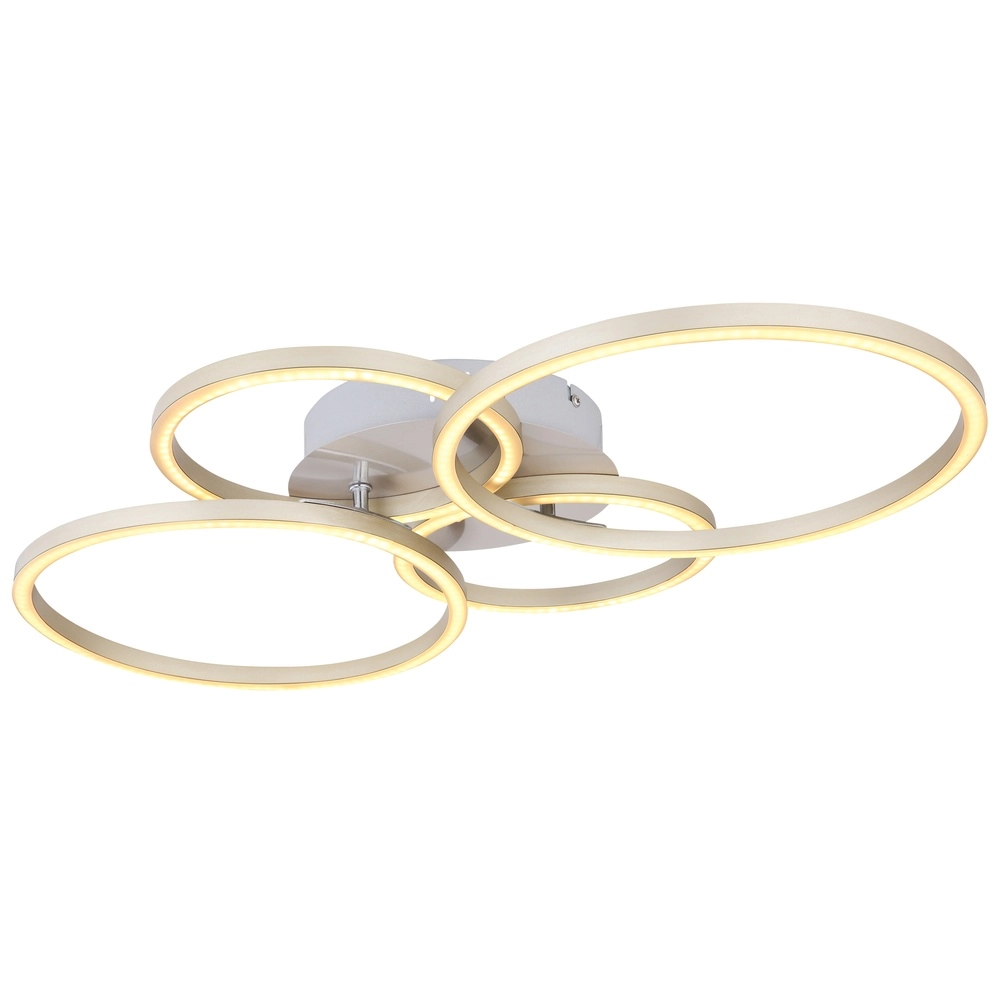 Modern ceiling lamp Kendy 4 rings nickel